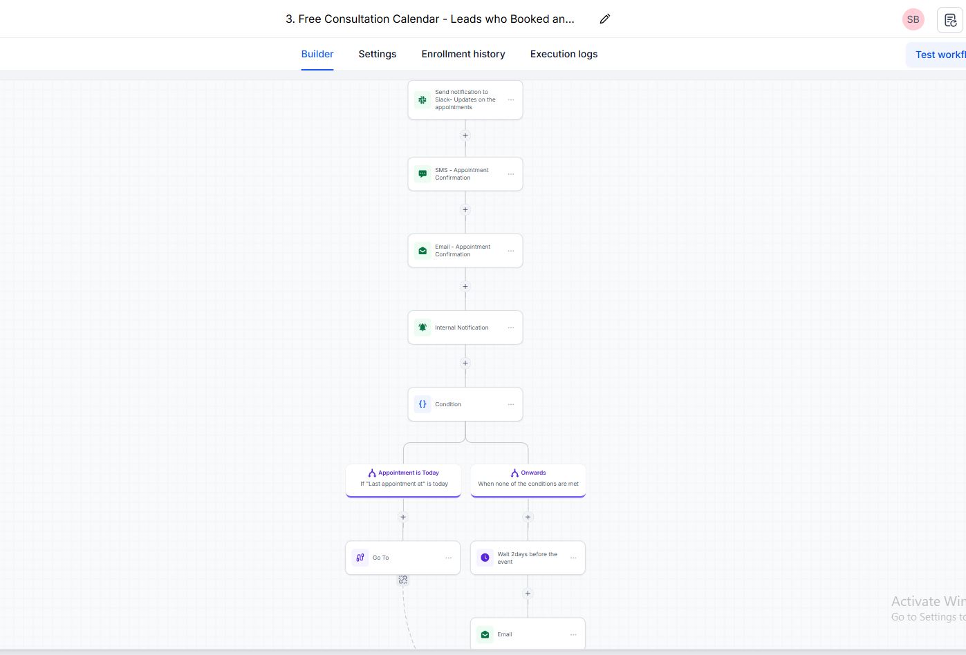 Appointment confirmation and pre-appointment reminder workflow across Slack, SMS, and email
